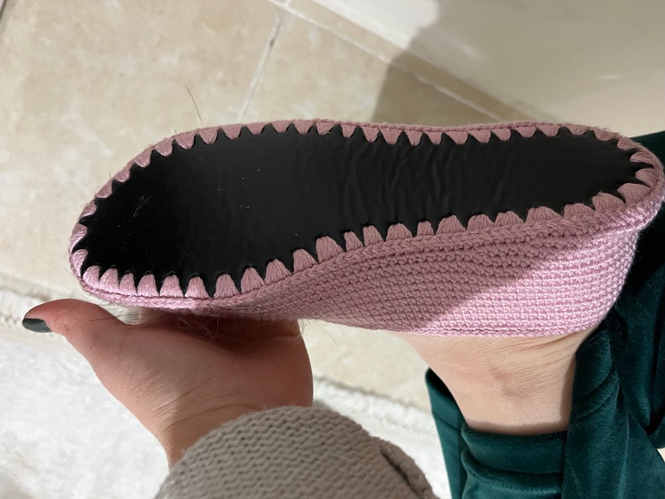 Pembe Kürk Detaylı Örgü Terlik - Görsel 4