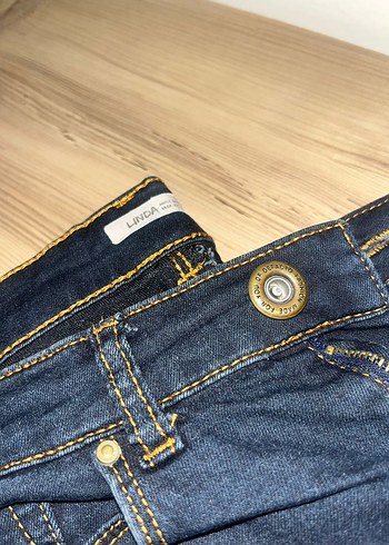 Düğmeli Kadın Mavi Denim Pantolon