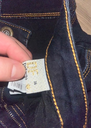 36 Beden mavi Renk Düğmeli Kadın Mavi Denim Pantolon