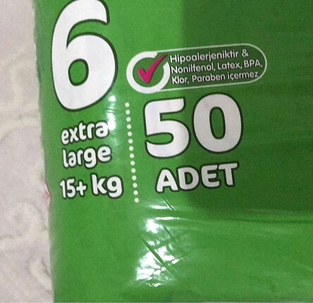 6 Beden: 16+ kg Beden Molfix 6 numara bez