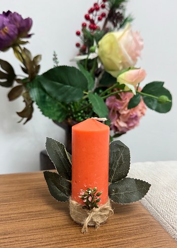 Turuncu Süslemeli Mum - Görsel 2
