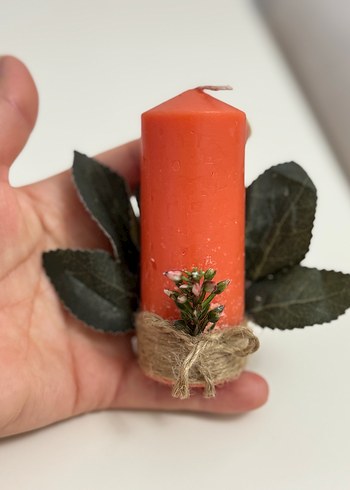 Turuncu Süslemeli Mum - Görsel 3
