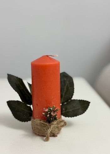 Turuncu Süslemeli Mum - Görsel 4