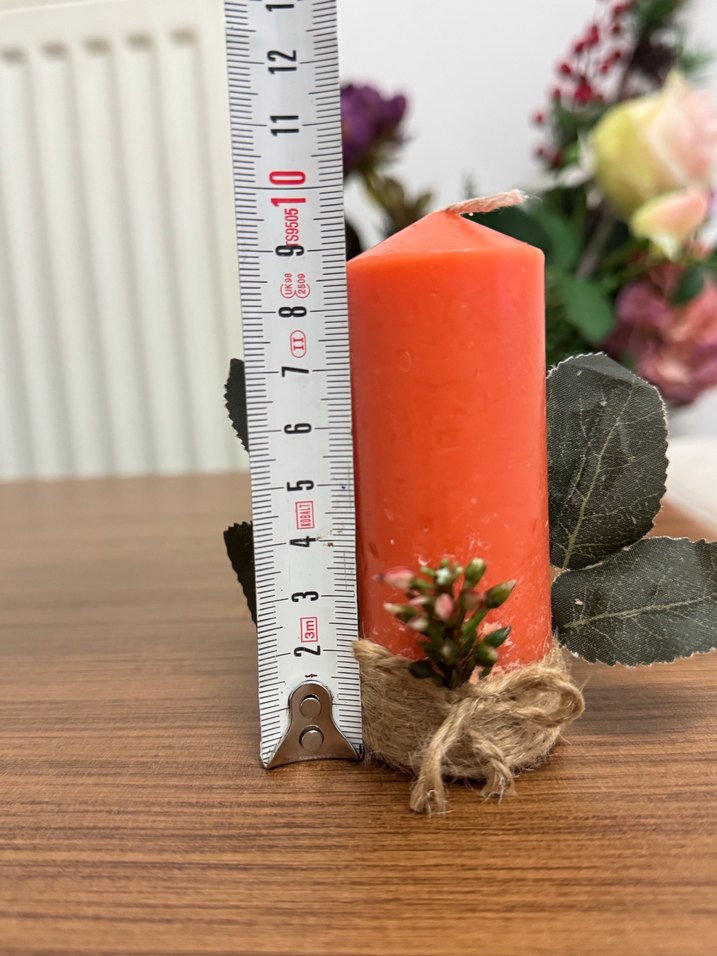 Turuncu Süslemeli Mum - Görsel 5