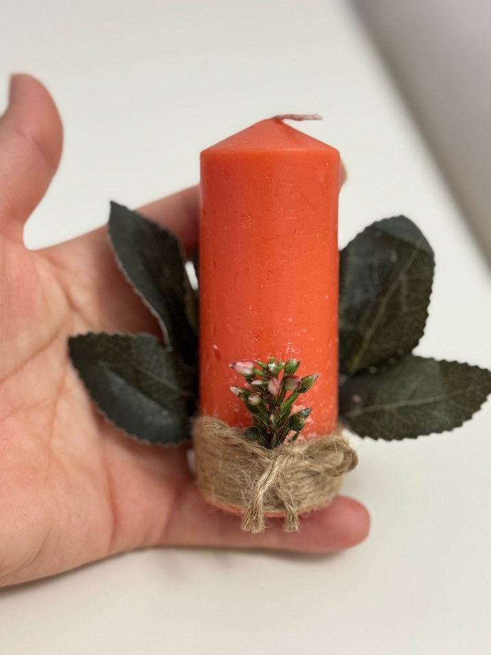 Turuncu Süslemeli Mum - Görsel 3