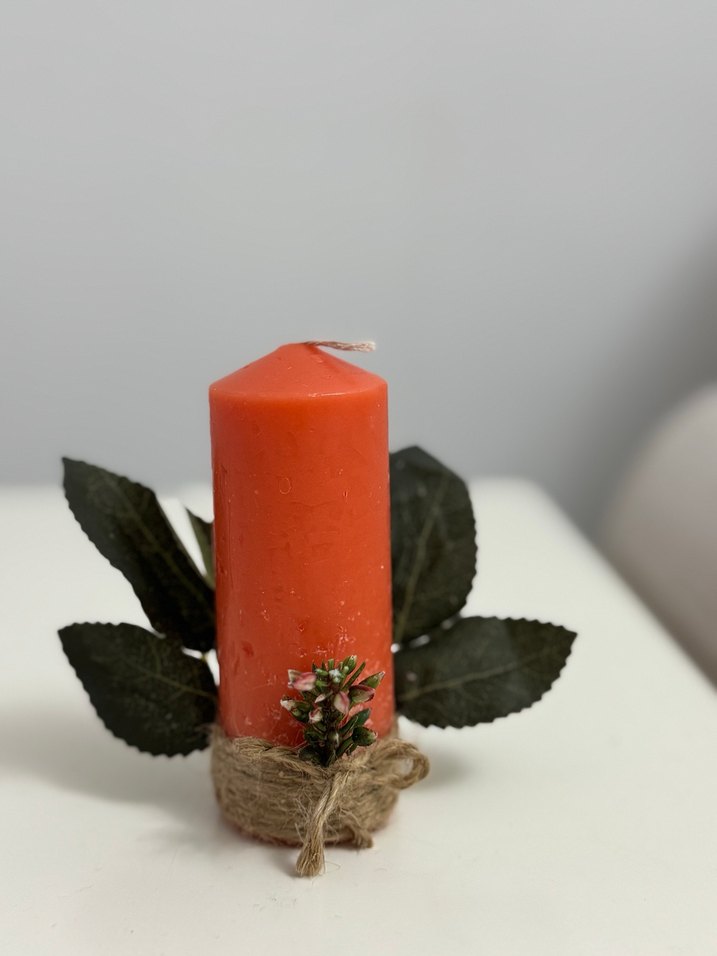 Turuncu Süslemeli Mum - Görsel 4