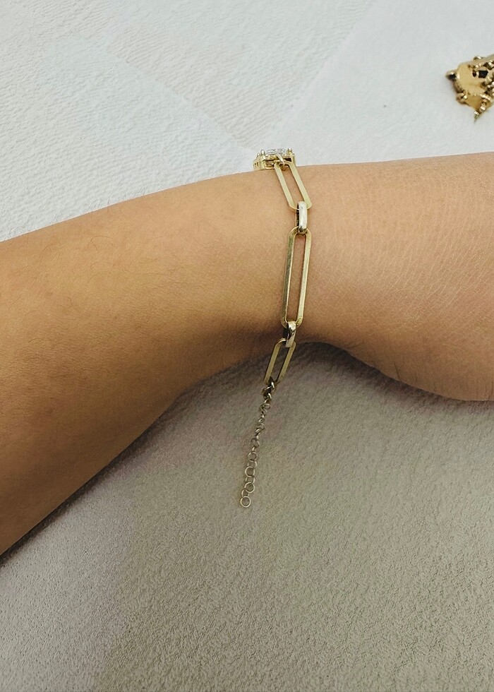 925 ayar gümüş bagetli ataş bileklik - Görsel 3