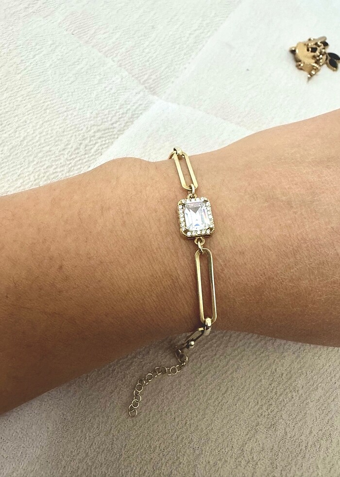 925 ayar gümüş bagetli ataş bileklik - Görsel 4