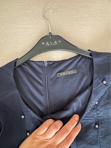 Selen lacivert elbise - Görsel 5