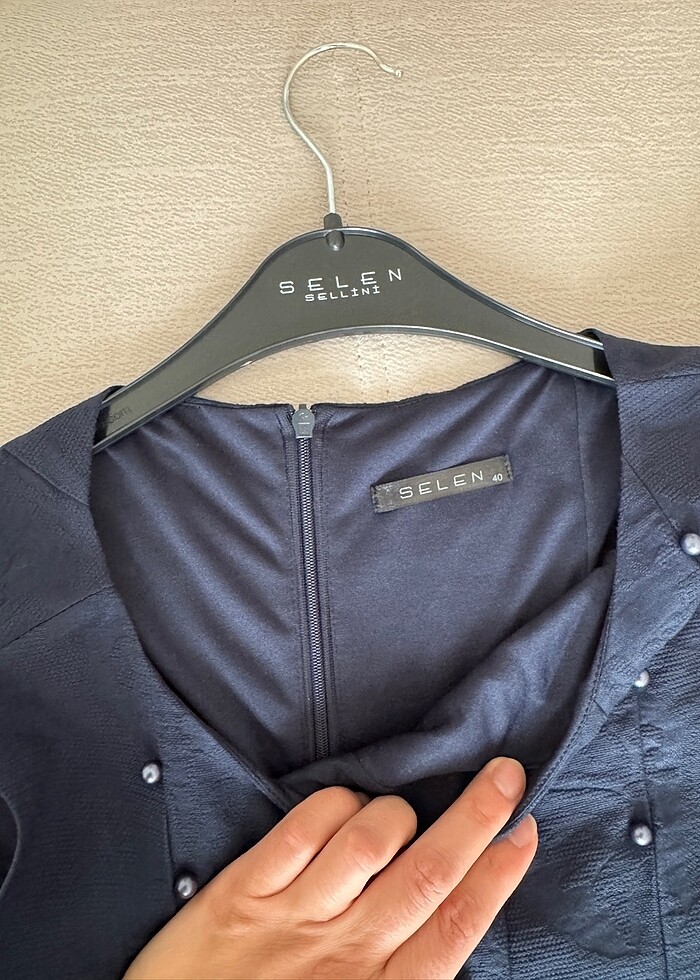 Selen lacivert elbise - Görsel 5