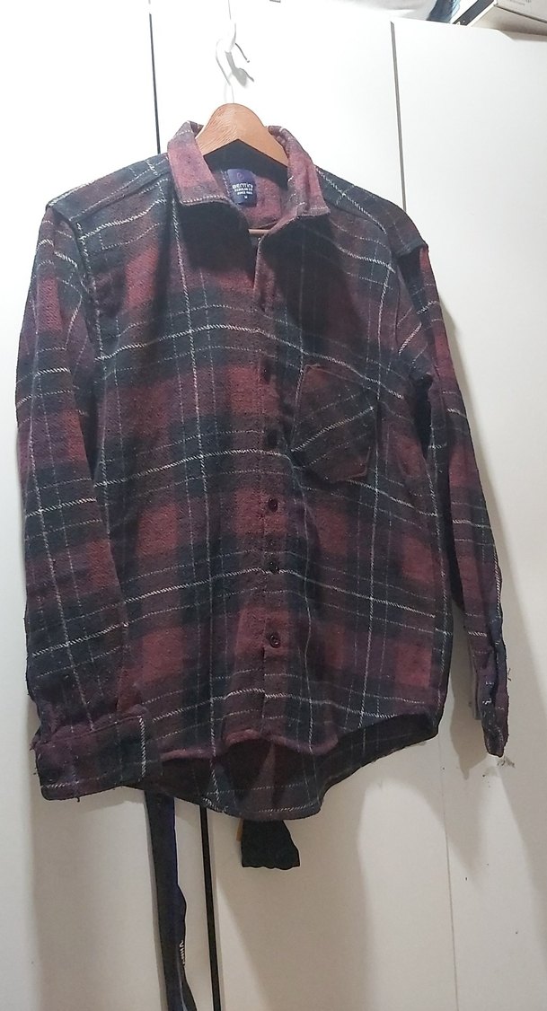 Bordo Ekoseli Yün Erkek Gömlek - Görsel 3