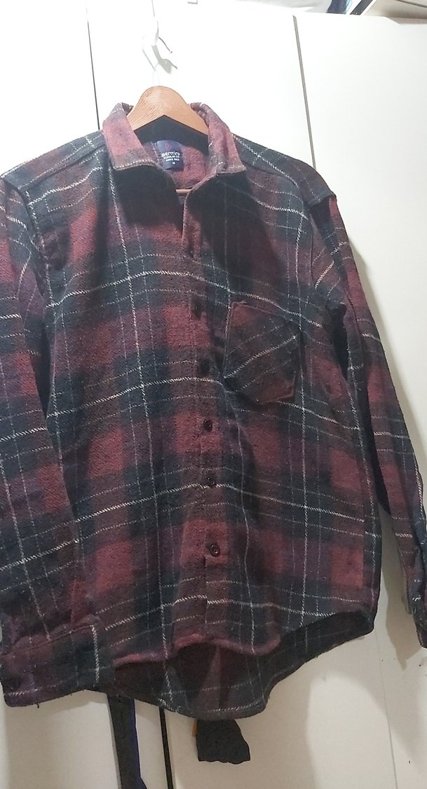 Bordo Ekoseli Yün Erkek Gömlek - Görsel 2