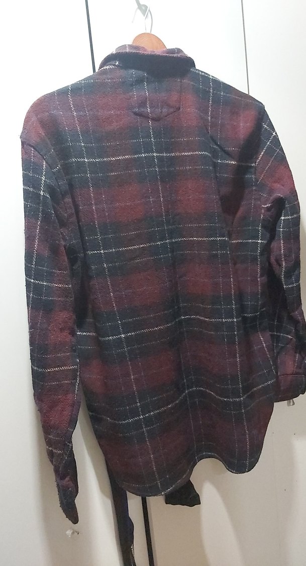 Bordo Ekoseli Yün Erkek Gömlek - Görsel 5