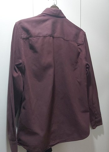 Bordo Erkek Keten Gömlek Uzun Kollu - Görsel 3