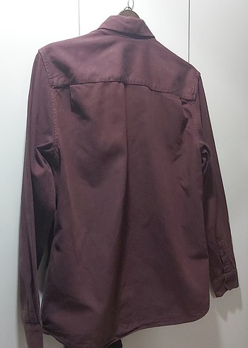 Bordo Erkek Keten Gömlek Uzun Kollu - Görsel 4