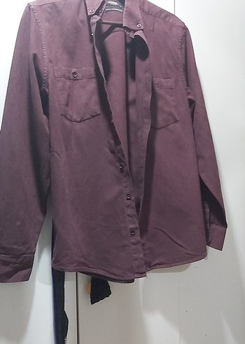 Bordo Erkek Keten Gömlek Uzun Kollu - Görsel 7