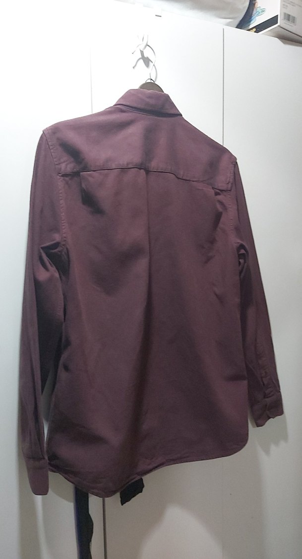 Bordo Erkek Keten Gömlek Uzun Kollu - Görsel 3