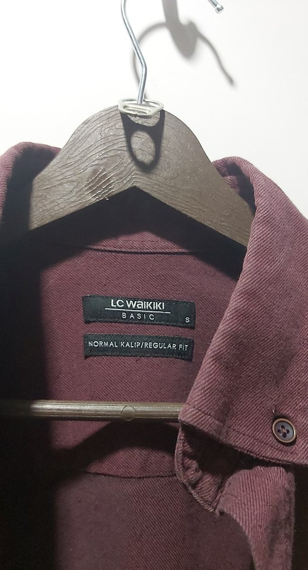 Bordo Erkek Keten Gömlek Uzun Kollu - Görsel 2