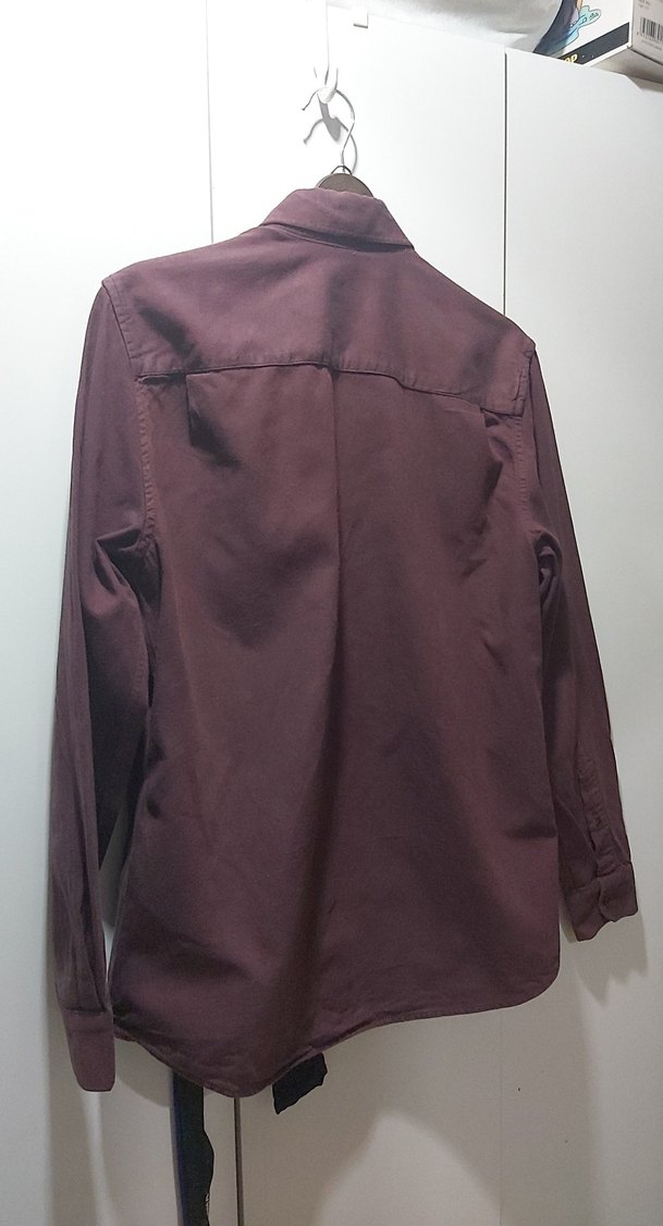 Bordo Erkek Keten Gömlek Uzun Kollu - Görsel 4