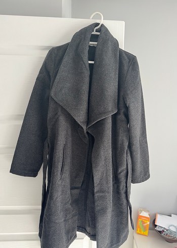 Antrasit Kadın Kuşaklı Kaban - Görsel 2