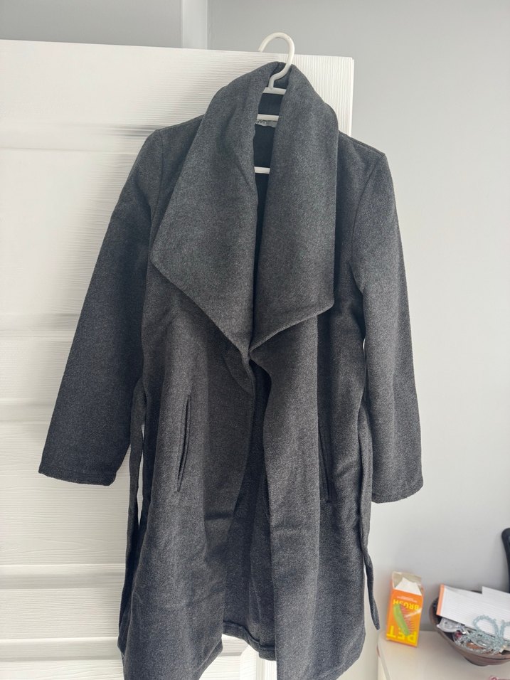 Antrasit Kadın Kuşaklı Kaban - Görsel 2