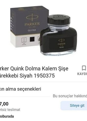 Quink parker şişe mürekkep 