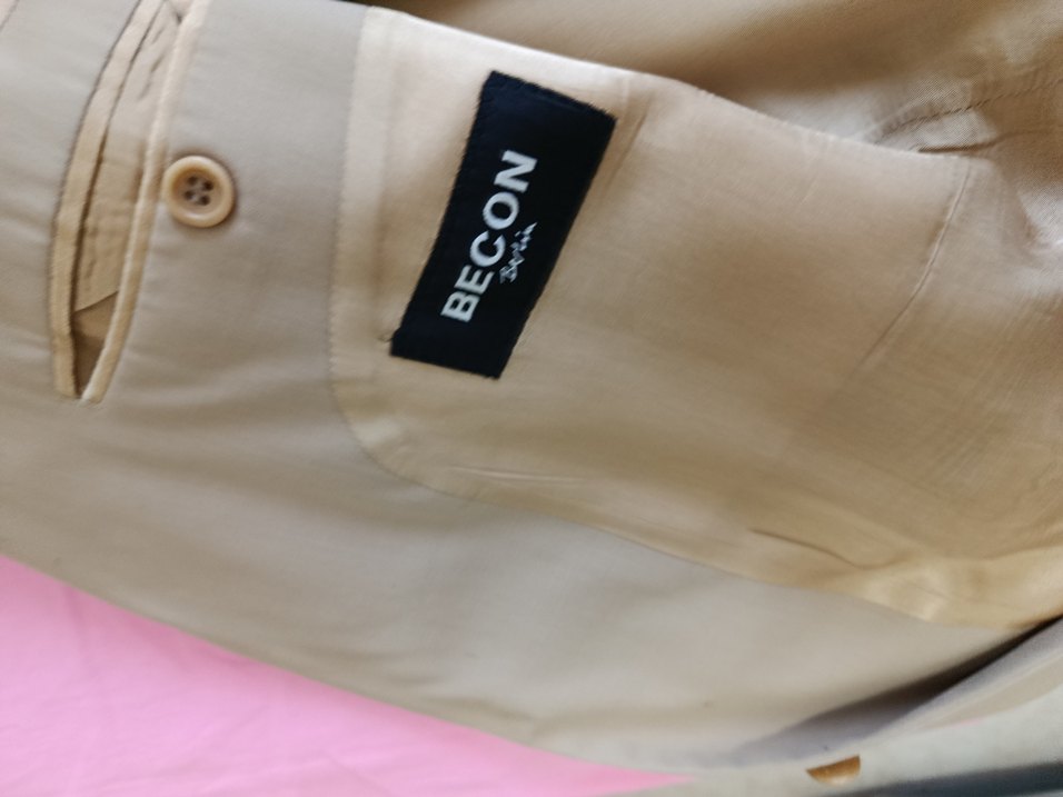 Bej Erkek Ceket Notch Yaka Düğmeli - Görsel 3