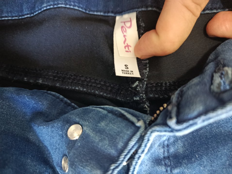 Düğmeli Mavi Kadın Midi Kot Pantolon - Görsel 5