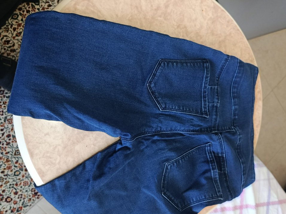 Düğmeli Mavi Kadın Midi Kot Pantolon - Görsel 4