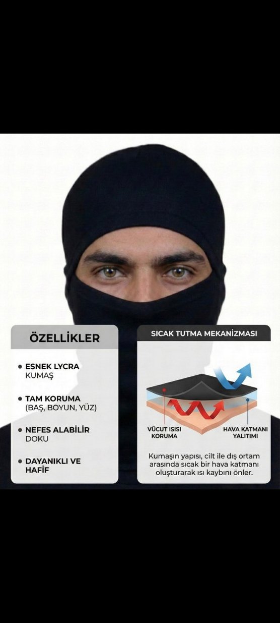 Siyah Erkek kar maskesi - Görsel 2