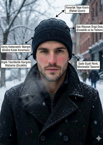 Siyah erkek Bere - Görsel 3