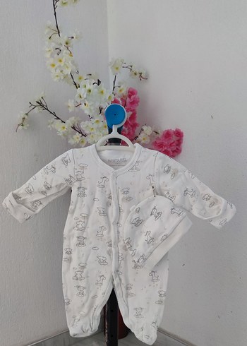Beyaz Desenli Bebek Tulumu