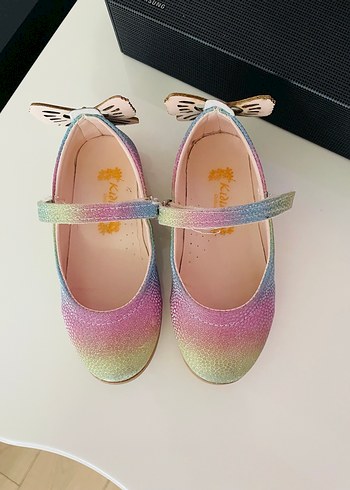 Kızlar için renkli bağcıklı bale ayakkabısı - Görsel 2