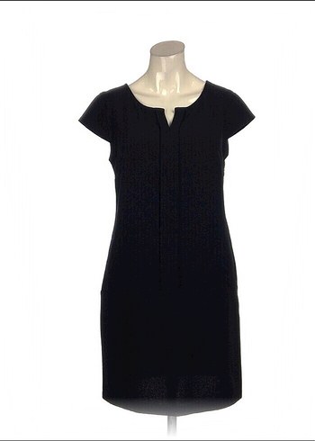 Siyah V Yakalı Ofis Elbisesi - Görsel 2