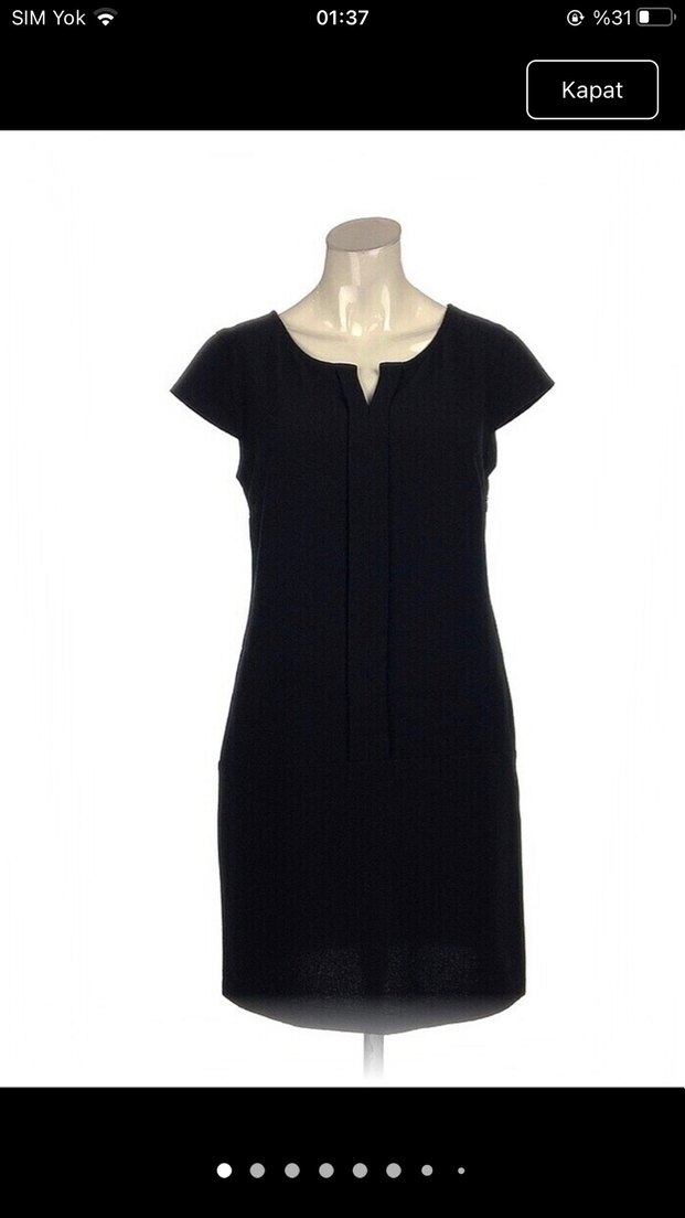 Siyah V Yakalı Ofis Elbisesi - Görsel 2