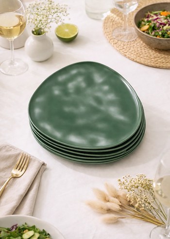 Modern Yeşil Organik Tasarımlı Tabaklar - Görsel 2