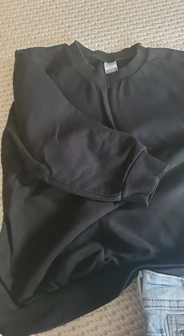 Erkek Siyah Basic Sweatshirt - Görsel 4