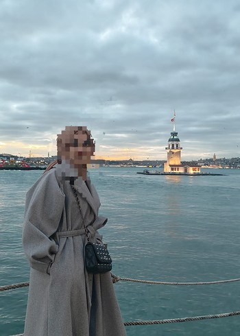 Gri Midi Kadın Kaban Notch Yaka - Görsel 2