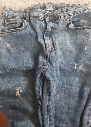 Düğmeli Gri Renk Rahat Kesim erkek Kot Pantolon - Görsel 5