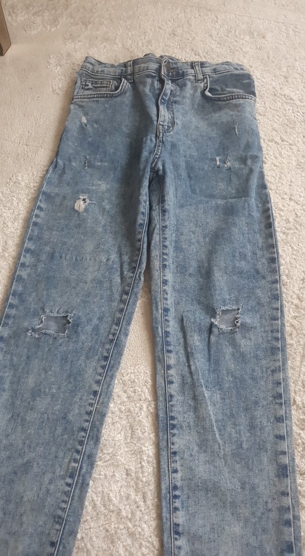 Düğmeli Gri Renk Rahat Kesim erkek Kot Pantolon - Görsel 2