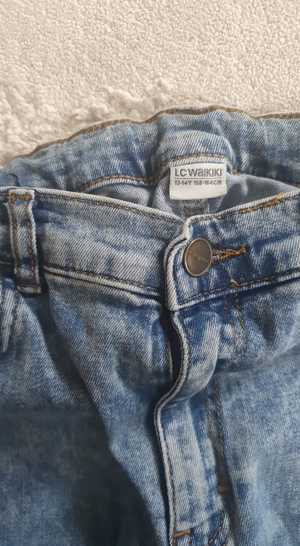 Düğmeli Gri Renk Rahat Kesim erkek Kot Pantolon - Görsel 4