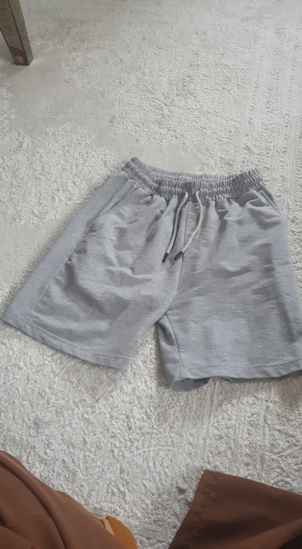 Gri Mini erkek Şort Pamuklu Rahat Kesim - Görsel 2