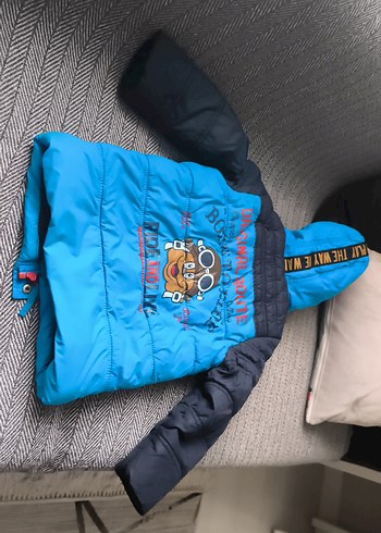 Erkek Çocuk Mavi Düğmeli Kışlık Mont - Görsel 5