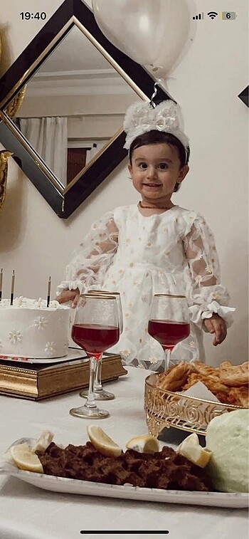 24-36 Ay Beden beyaz Renk Papatya abiye elbise 2-3 yaş
