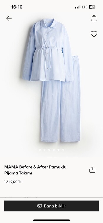 H&M MAMA bağcıklı pijama takımı