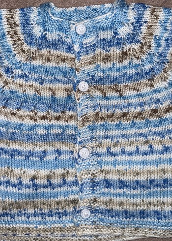 Düğmeli Mavi Gri Örgü Kolsuz Hırka erkek kız bebek çocuk - Görsel 3