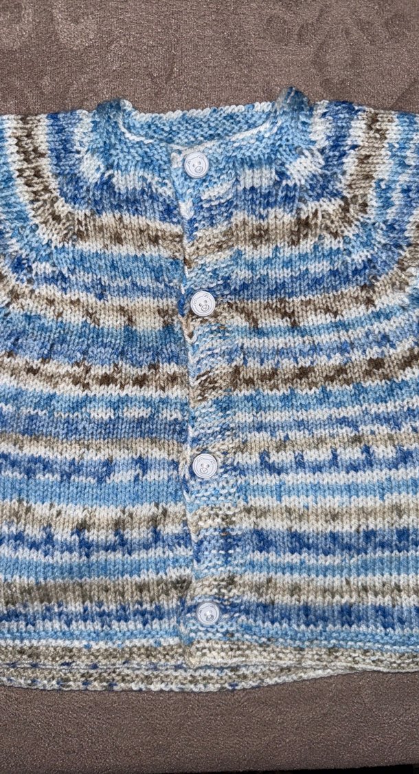 Düğmeli Mavi Gri Örgü Kolsuz Hırka erkek kız bebek çocuk - Görsel 3