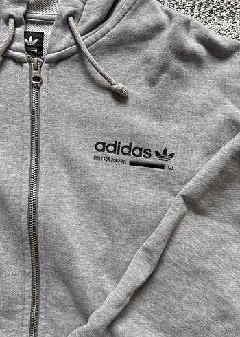 Gri adidas Kapüşonlu Fermuarlı Sweatshirt - Görsel 2