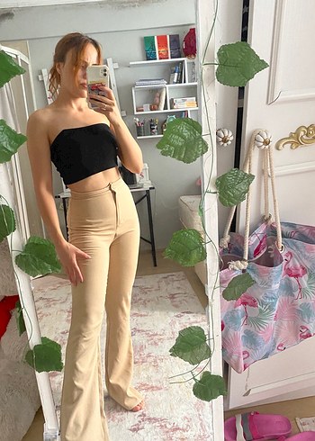 Trendyol & Milla Bej Kadın Kumaş Pantolon Midi Boy