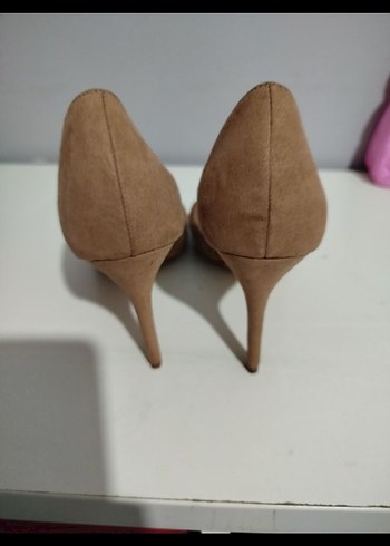 39 Beden Bej Süet Stiletto Topuklu Kadın Ayakkabı
